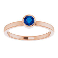 14K Rose 4 mm Natural Blue Sapphire Ring