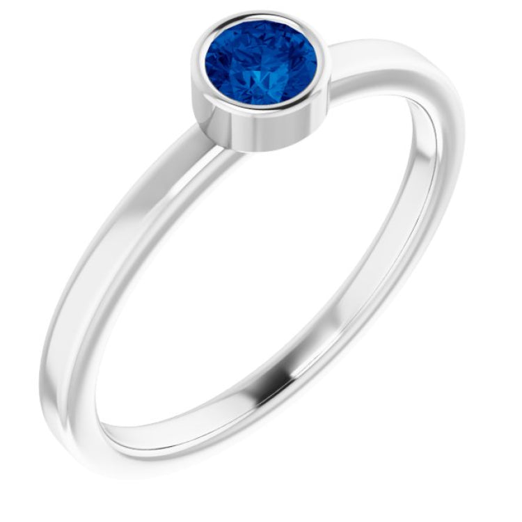 Platinum 4 mm Natural Blue Sapphire Ring
