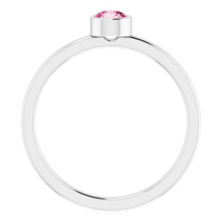 Platinum 4 mm Natural Pink Tourmaline Ring