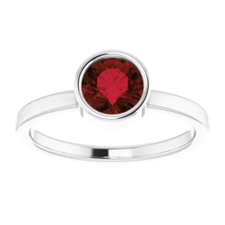 Platinum 6 mm Natural Mozambique Garnet Ring