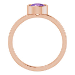 14K Rose 6 mm Natural Amethyst Ring