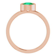 14K Rose 6 mm Lab-Grown Emerald Ring