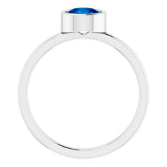 Platinum 6 mm Lab-Grown Blue Sapphire Ring