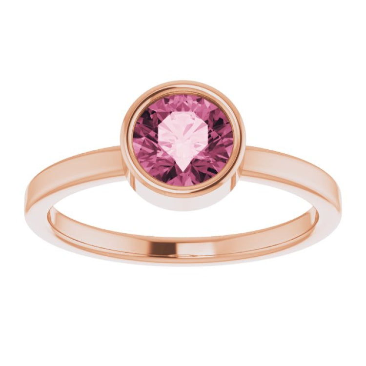 14K Rose 6 mm Natural Pink Tourmaline Ring