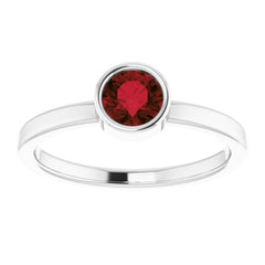 Platinum 5 mm Natural Mozambique Garnet Ring