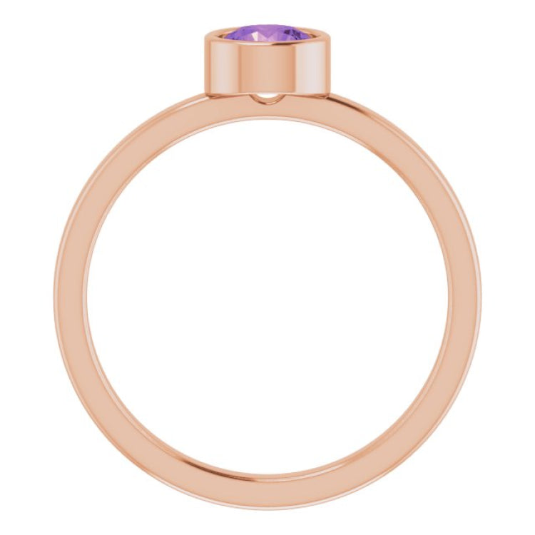 14K Rose 5 mm Natural Amethyst Ring