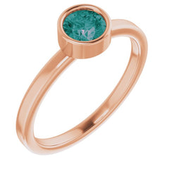 14K Rose 5 mm Lab-Grown Alexandrite Ring