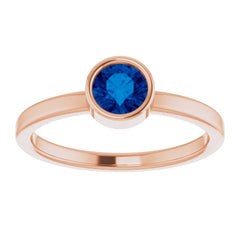 14K Rose 5 mm Lab-Grown Blue Sapphire Ring