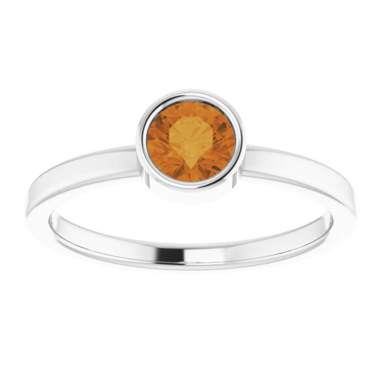 Platinum 5 mm Natural Citrine Ring