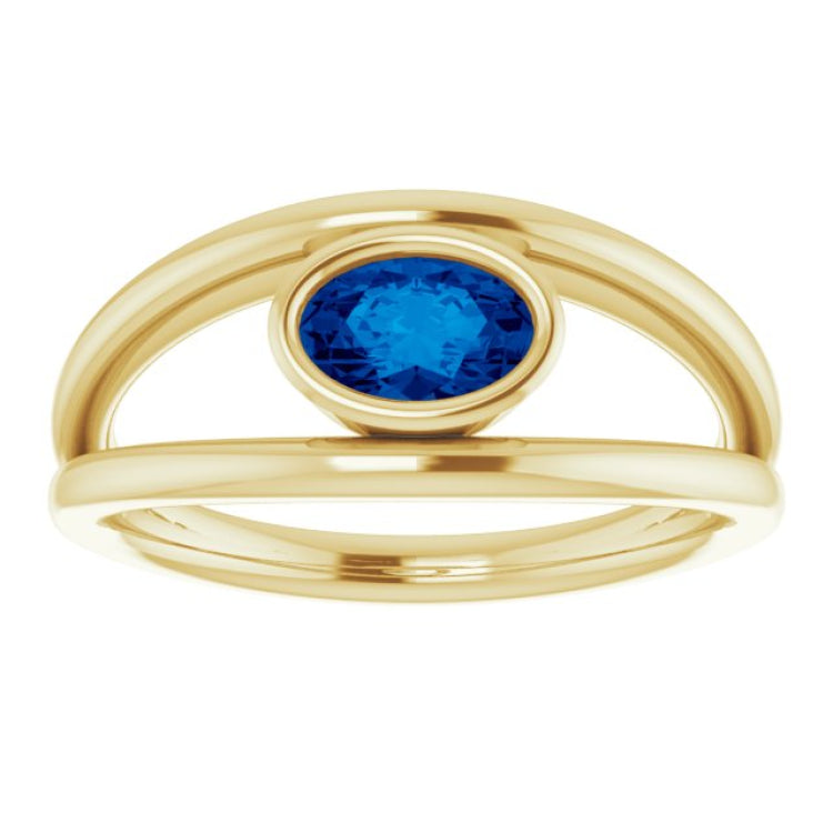 14K Yellow Natural Blue Sapphire Ring