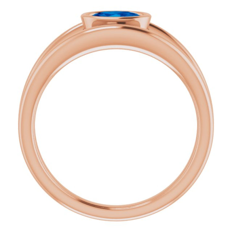 14K Rose Natural Blue Sapphire Ring