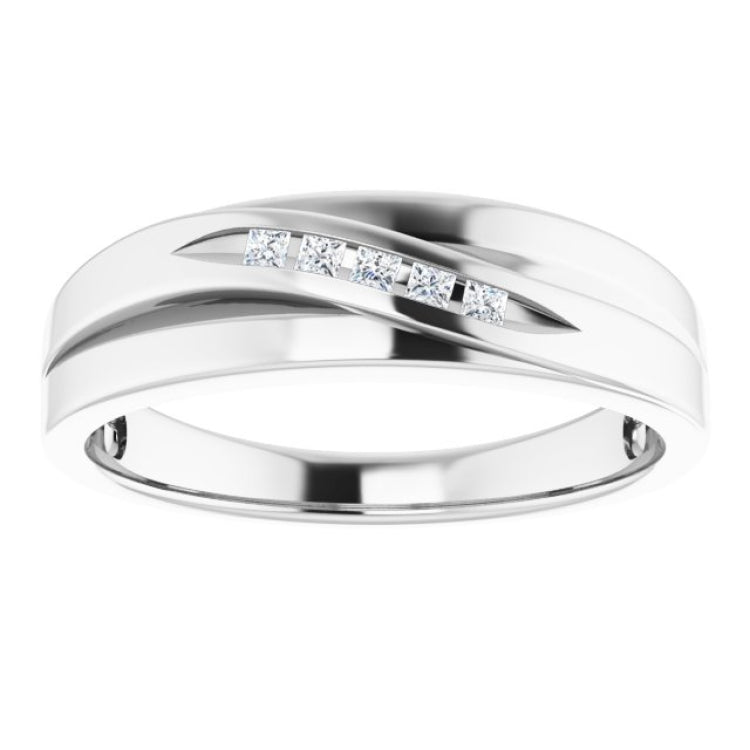 14K White 1/8 CTW Natural Diamond Band