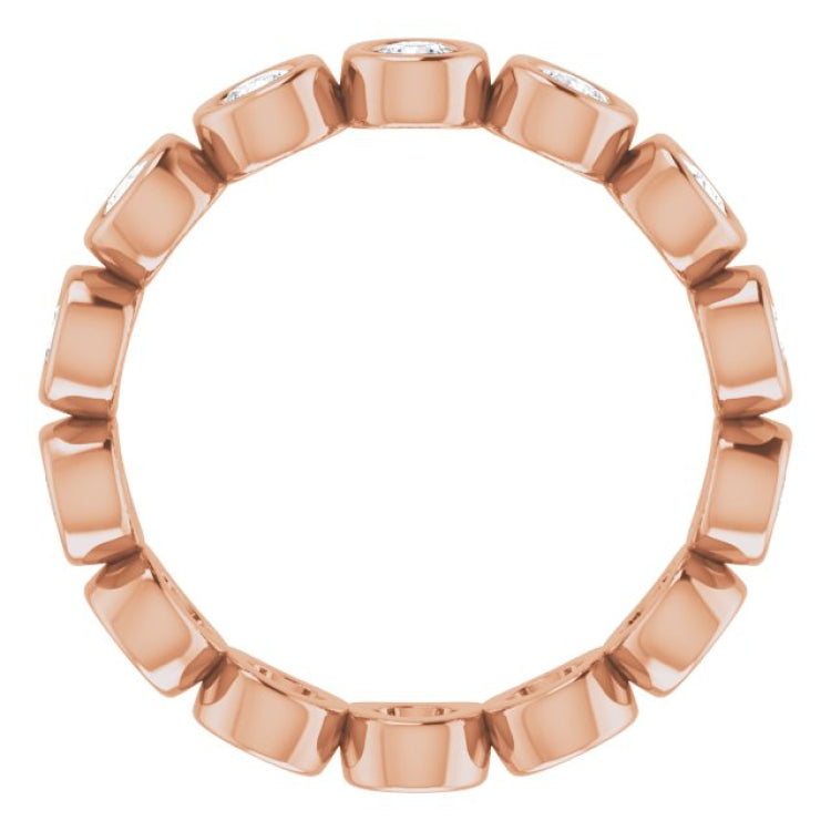 14K Rose 7/8 CTW Natural Diamond Eternity Band Size 5