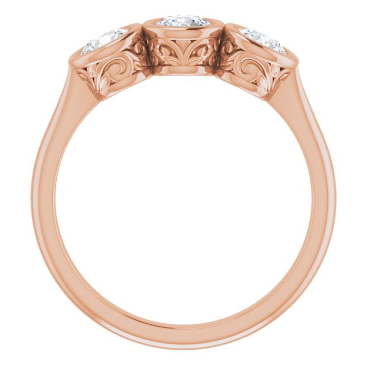 14K Rose 3/4 CTW Natural Diamond Anniversary Band