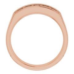 14K Rose 5/8 CTW Natural Diamond Milgrain Band