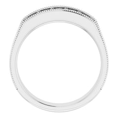 14K White 5/8 CTW Natural Diamond Milgrain Band