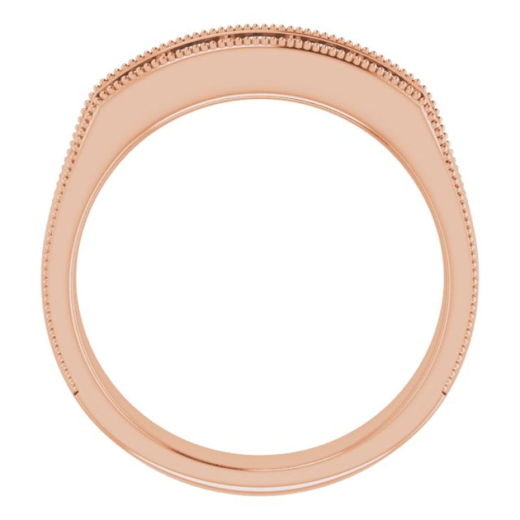 14K Rose 3/4 CTW Natural Diamond Milgrain Band