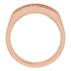 14K Rose 3/4 CTW Natural Diamond Milgrain Band