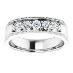 14K White 3/4 CTW Natural Diamond Milgrain Band
