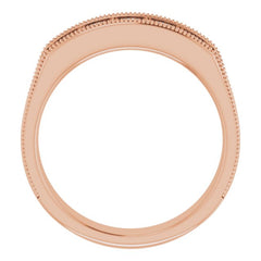 14K Rose 3/4 CTW Natural Diamond Milgrain Band