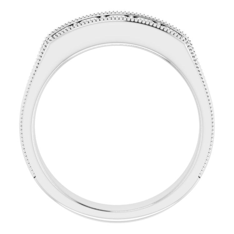 14K White 3/4 CTW Natural Diamond Milgrain Band