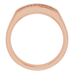 14K Rose 3/8 CTW Natural Diamond Milgrain Band