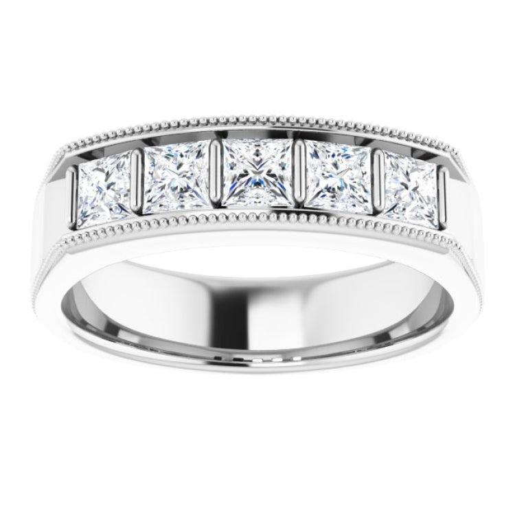14K White 1 1/4 CTW Natural Diamond Milgrain Band