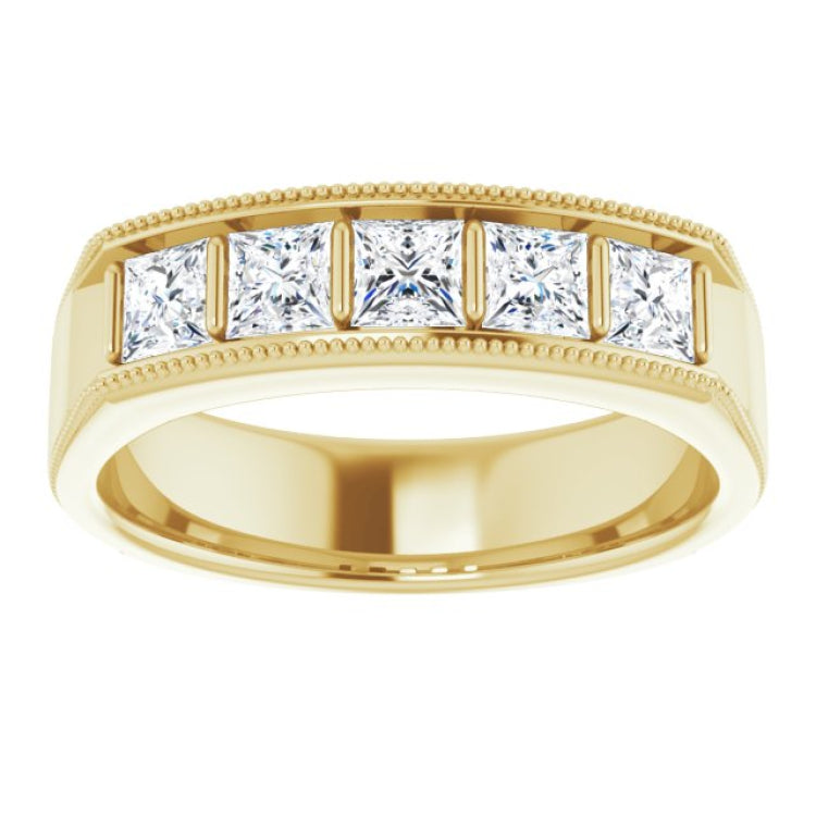 14K Yellow 1 1/4 CTW Natural Diamond Milgrain Band
