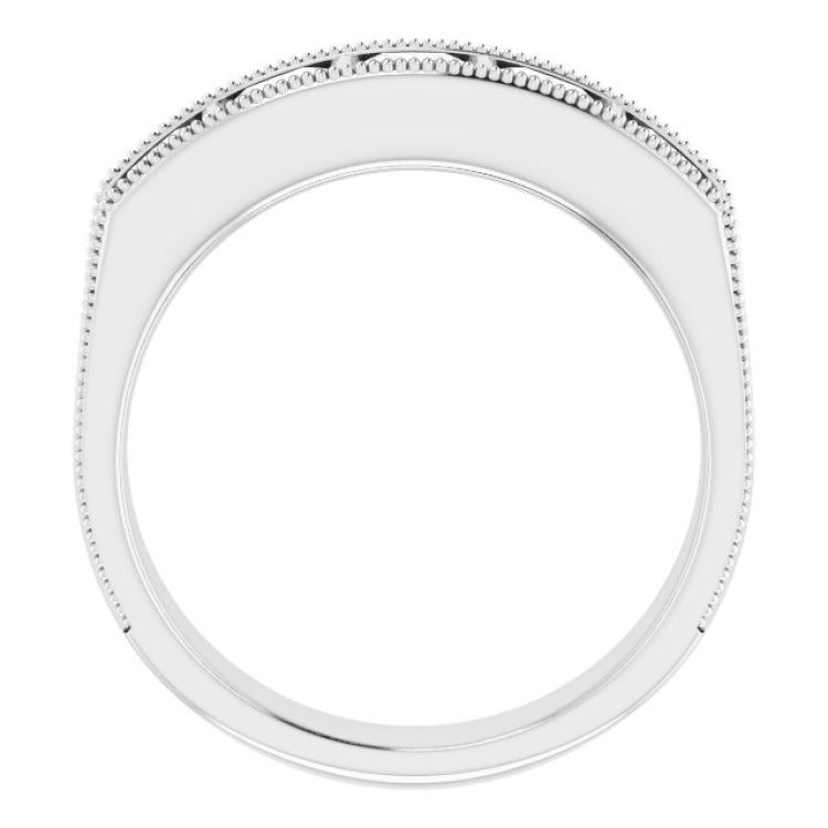 14K White 1 9/10 CTW Natural Diamond Milgrain Band