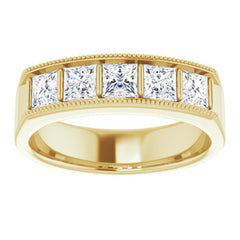 14K Yellow 1 3/8 CTW Natural Diamond Milgrain Band