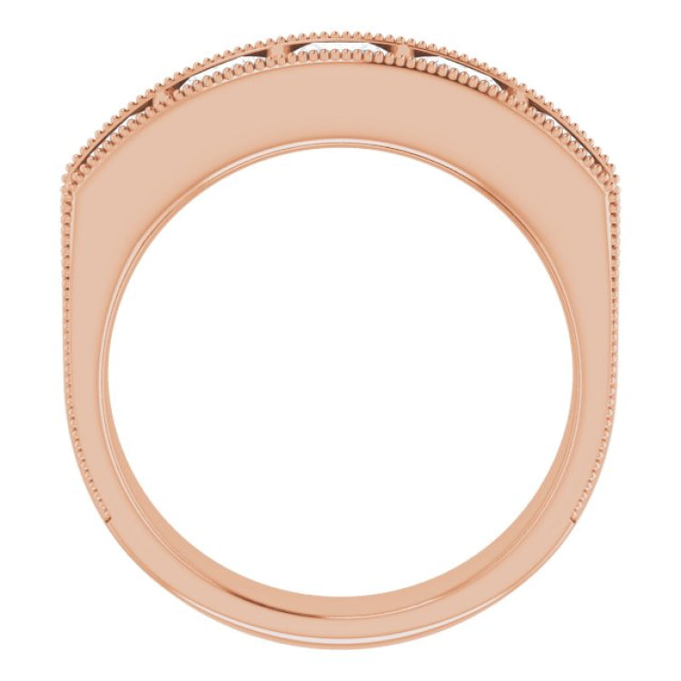 14K Rose 2 5/8 CTW Natural Diamond Milgrain Band