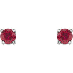 14K White 2.5 mm Lab-Grown Ruby Earrings