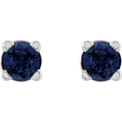 14K White 2.5 mm Lab-Grown Blue Sapphire Earrings