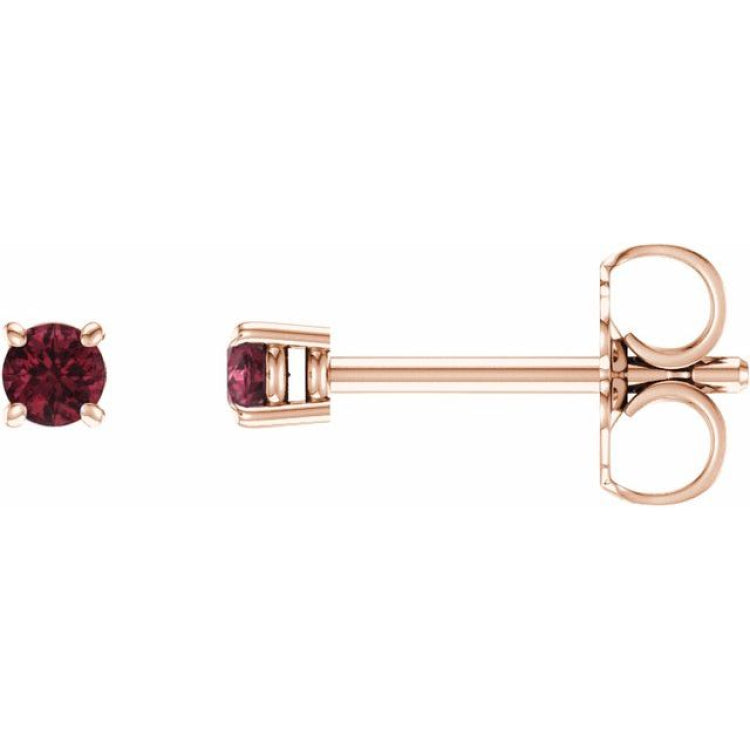 14K Rose 2.5 mm Natural Mozambique Garnet Earrings