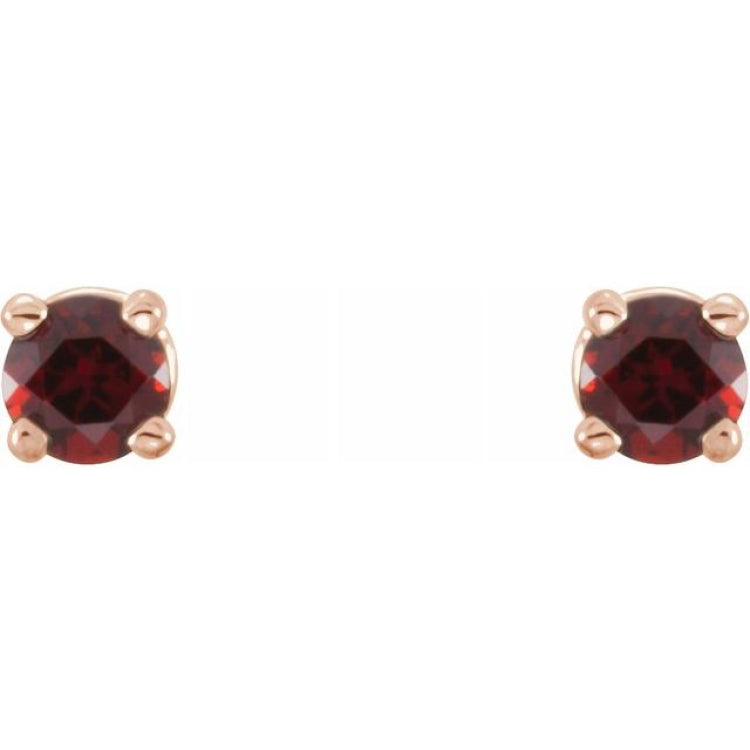 14K Rose 2.5 mm Natural Mozambique Garnet Earrings