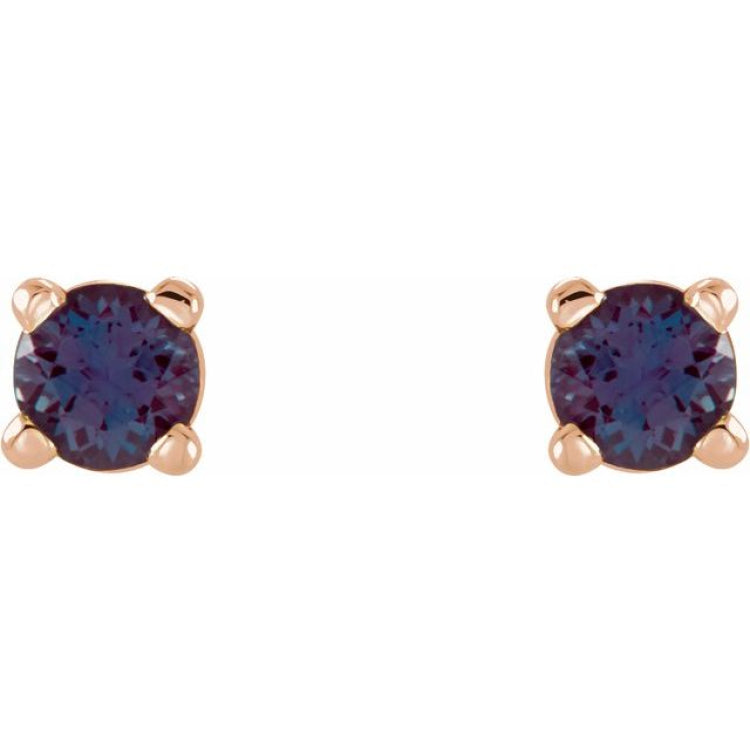14K Rose 2.5 mm Lab-Grown Alexandrite Earrings