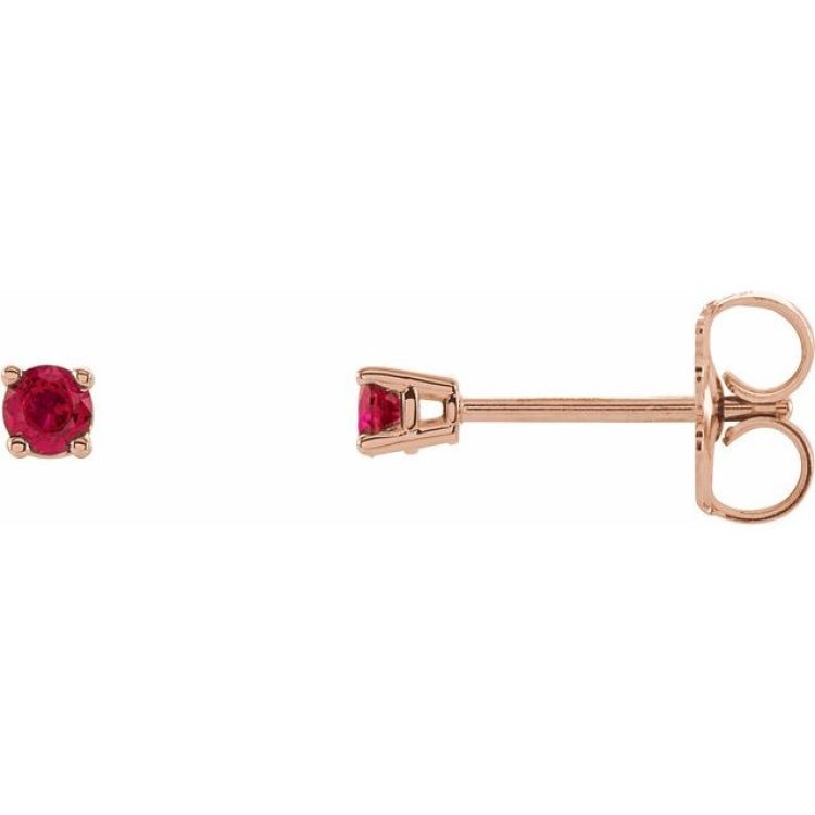 14K Rose 2.5 mm Lab-Grown Ruby Earrings