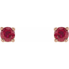 14K Rose 2.5 mm Lab-Grown Ruby Earrings