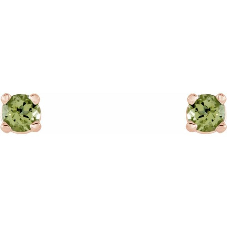 14K Rose 2.5 mm Natural Peridot Earrings
