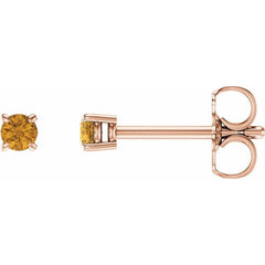 14K Rose 2.5 mm Natural Citrine Earrings