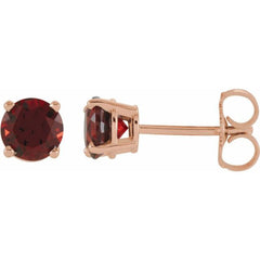 14K Rose 5 mm Natural Mozambique Garnet Earrings