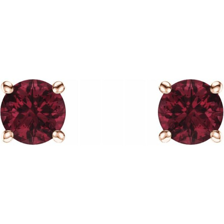 14K Rose 5 mm Natural Mozambique Garnet Earrings
