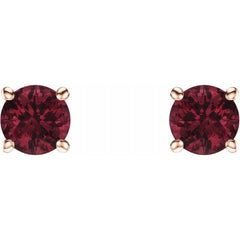 14K Rose 5 mm Natural Mozambique Garnet Earrings