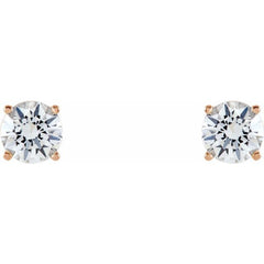 14K Rose 5 mm Natural White Sapphire Earrings