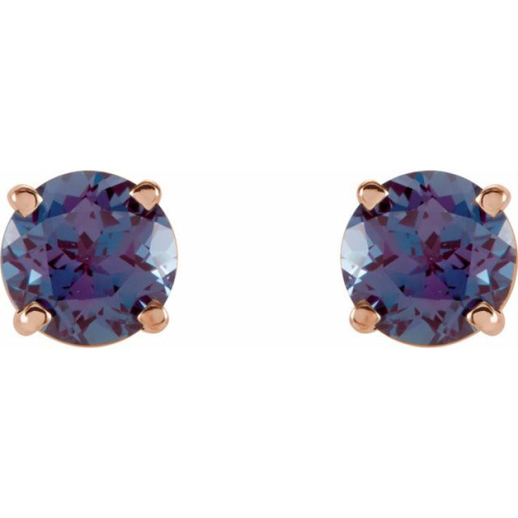 14K Rose 5 mm Lab-Grown Alexandrite Earrings