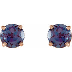14K Rose 5 mm Lab-Grown Alexandrite Earrings