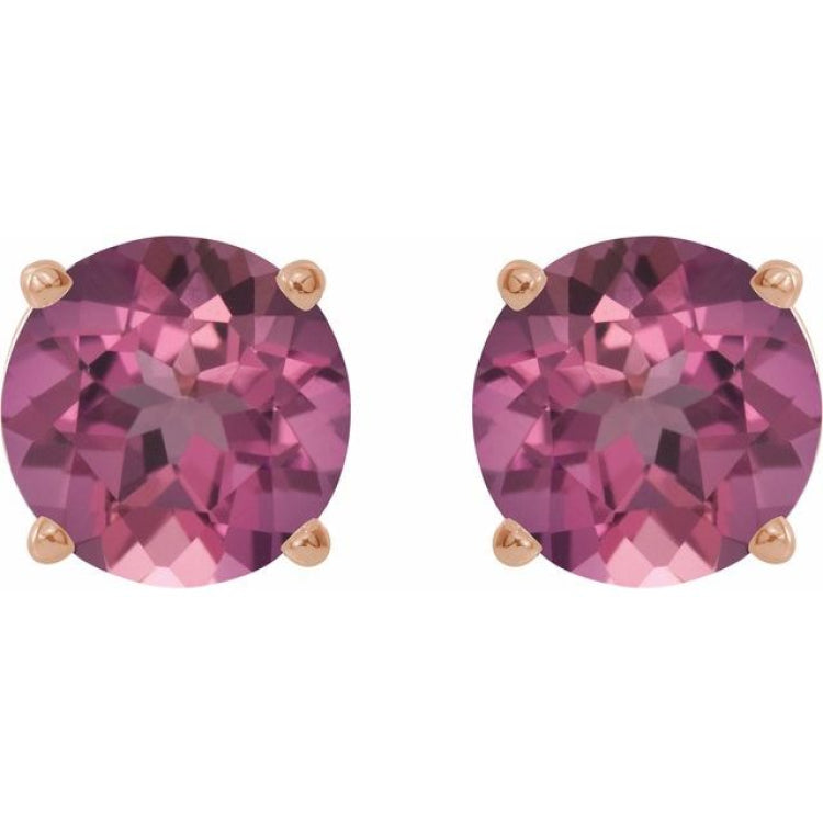 14K Rose 5 mm Natural Pink Tourmaline Earrings