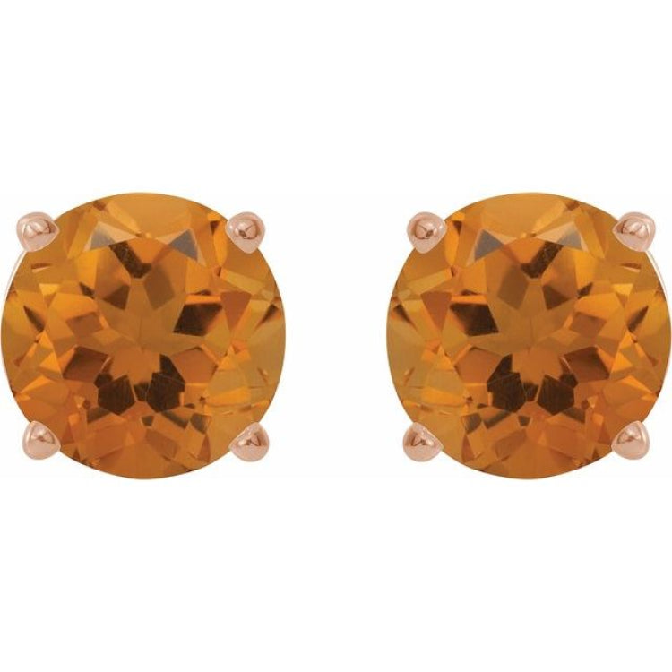 14K Rose 5 mm Natural Citrine Earrings