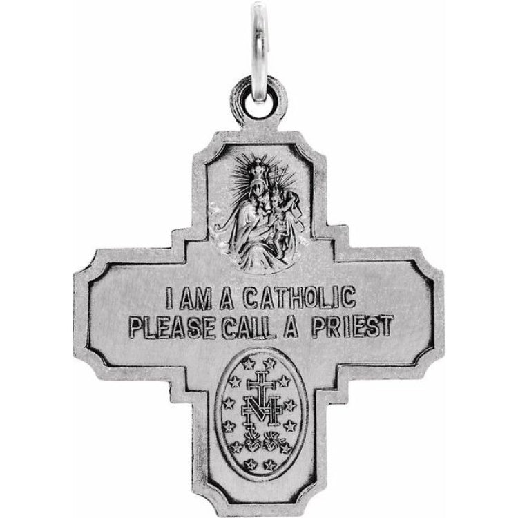 Sterling Silver 25x24 mm Four-Way Cross Medal
