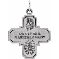 Sterling Silver 25x24 mm Four-Way Cross Medal